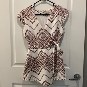 White and Rust Aztec (Sqort) Romper